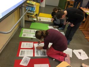 Plakate für die Ausstellung zusammenstellen